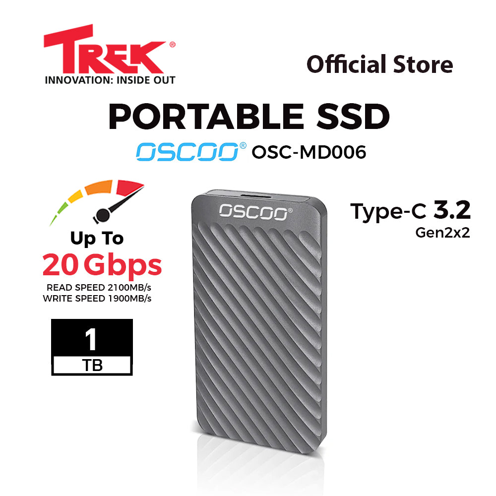 TREK STORE: OSCOO MD0O6 PORTABLE SSD - AL. 2000MB/s SLIM 'N' LIGHT