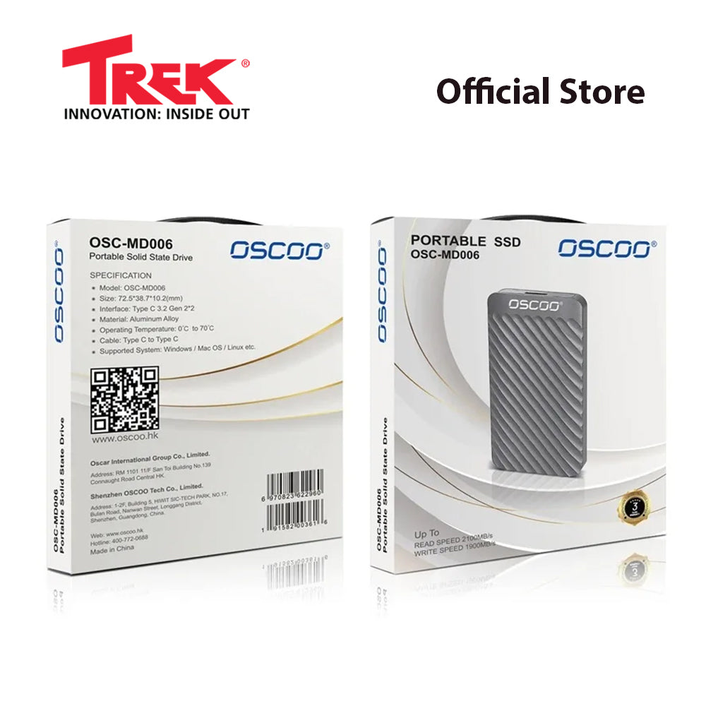 TREK STORE: OSCOO MD0O6 PORTABLE SSD - AL. 2000MB/s SLIM 'N' LIGHT